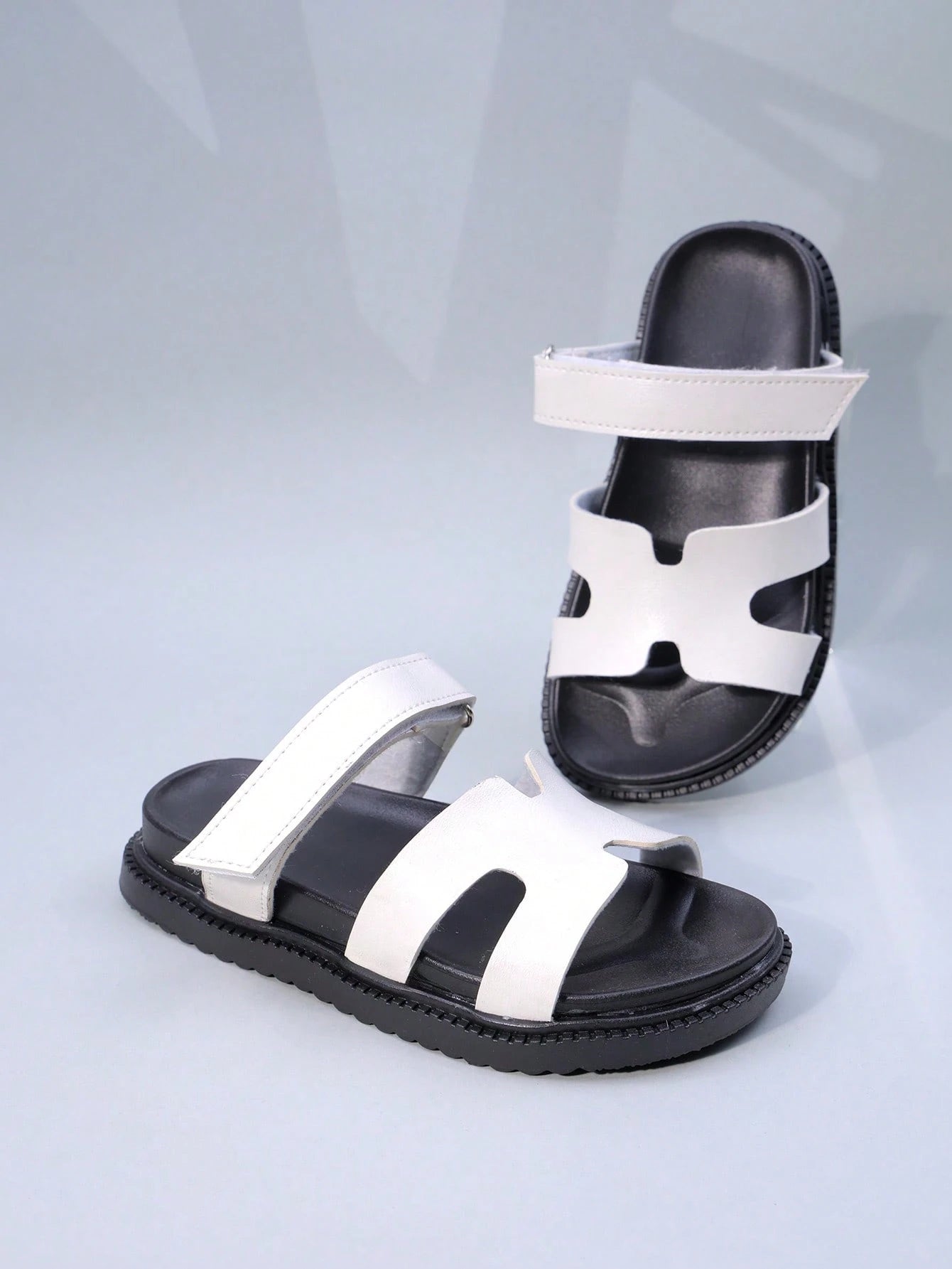 1 Pair Kids' Fashion Double Strap H-Type Sandals, Comfortable Breathable Open Toe Flat Casual Slippers, Versatile for Daily Wear