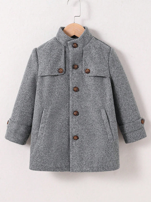 Thick Thermal Lined Overcoat with Pockets for Young Boys, Suitable for Back to School, Birthday, Baby Shower, Holiday Parties in Fall/Winter