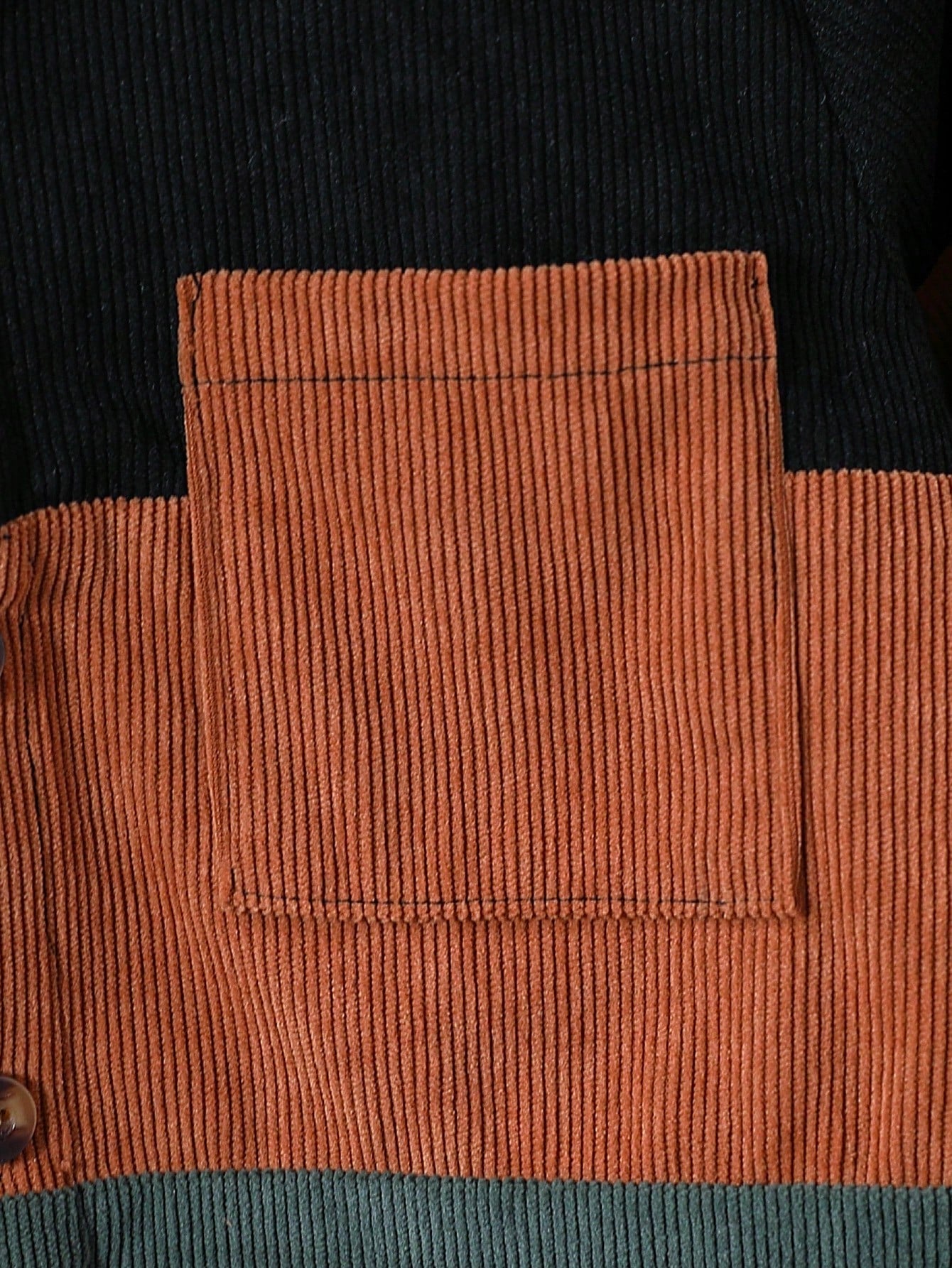 1Pc Young Boy Casual Long Sleeve Corduroy Shacket, Contrast Color Patch Pocket Design, Autumn/Winter