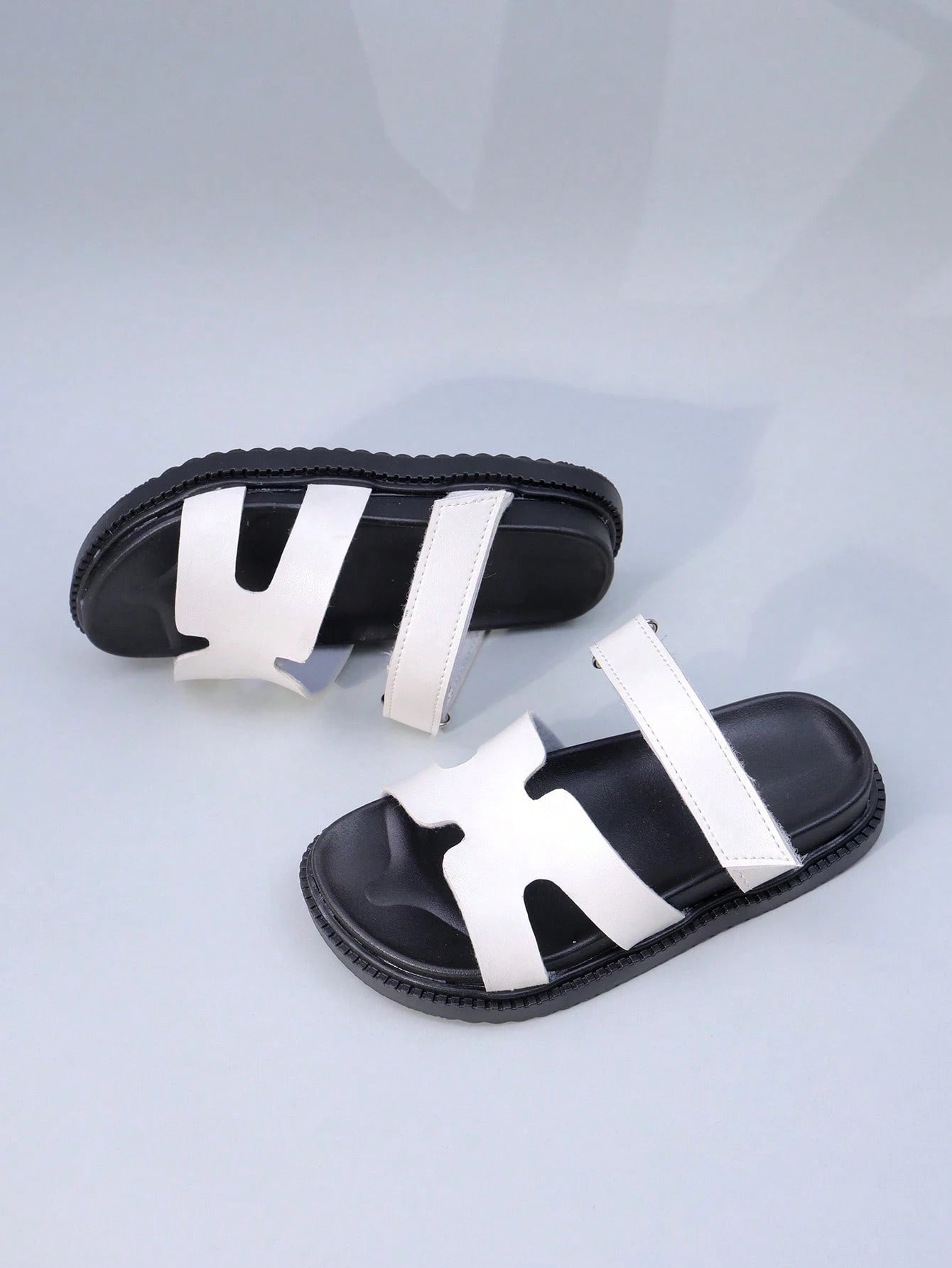 1 Pair Kids' Fashion Double Strap H-Type Sandals, Comfortable Breathable Open Toe Flat Casual Slippers, Versatile for Daily Wear