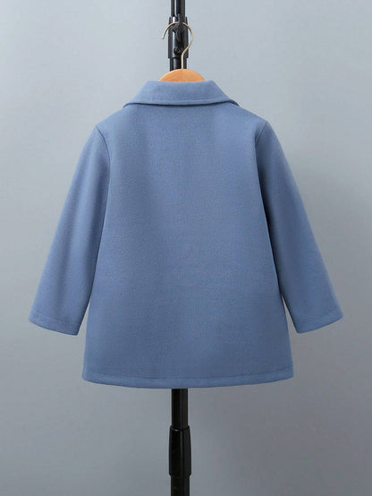 Young Boys' Solid Color Long Sleeve Knitted Jacket, Fall Casual Outerwear for Young Boys