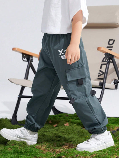 Young Boy Cartoon Graphic Flap Pocket Pants