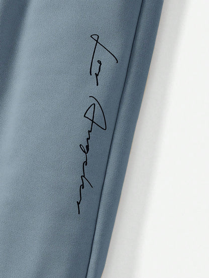 Young Boy Letter Graphic Pullover & Sweatpants