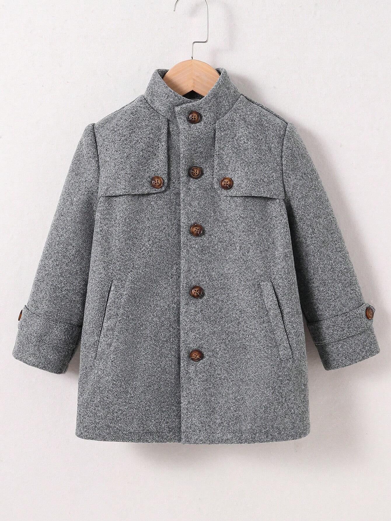 Thick Thermal Lined Overcoat with Pockets for Young Boys, Suitable for Back to School, Birthday, Baby Shower, Holiday Parties in Fall/Winter