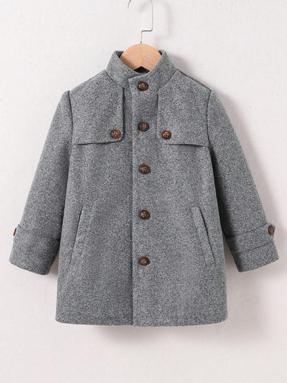 Thick Thermal Lined Overcoat with Pockets for Young Boys, Suitable for Back to School, Birthday, Baby Shower, Holiday Parties in Fall/Winter