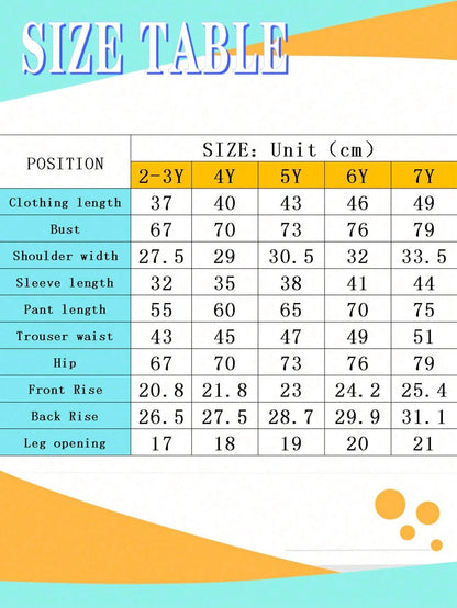 Young Girl 2Pcs Cartoon Print Crew Neck Sweatshirt and Sweatpants Set