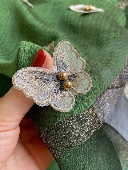 1Pc Women Butterfly Embroidered Vintage Scarf