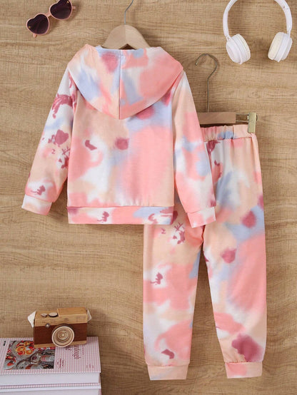 2Pcs Young Girl Casual Contrast Color Letter Print Long Sleeve Top and Contrast Pants Set, Fall/Winter