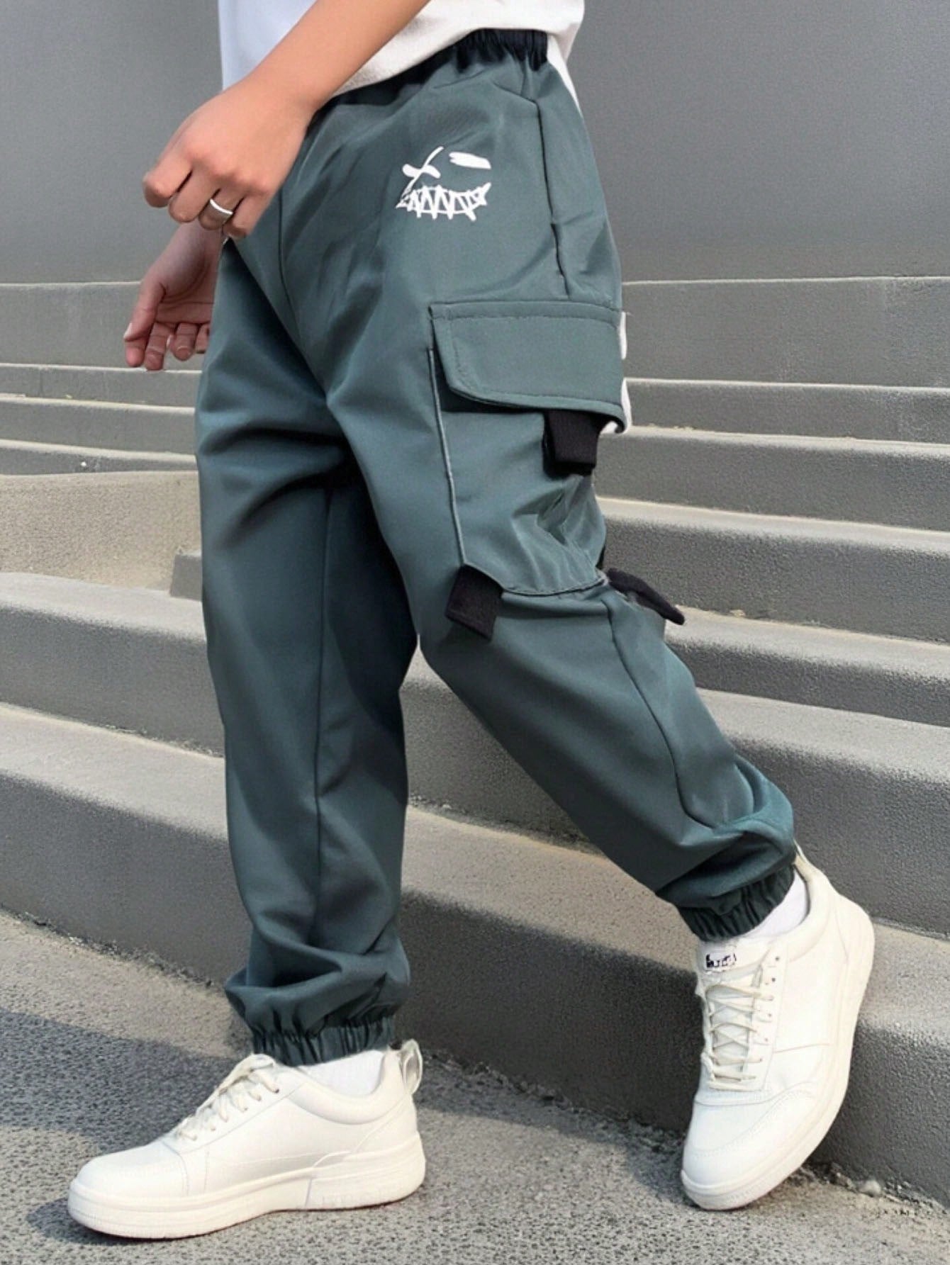 Young Boy Cartoon Graphic Flap Pocket Pants