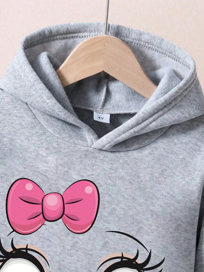 Toddler Cartoon Pattern Fleece Hoodie and Sweatpants Set