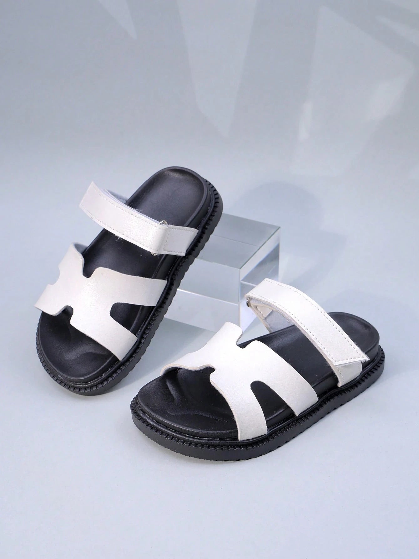 1 Pair Kids' Fashion Double Strap H-Type Sandals, Comfortable Breathable Open Toe Flat Casual Slippers, Versatile for Daily Wear