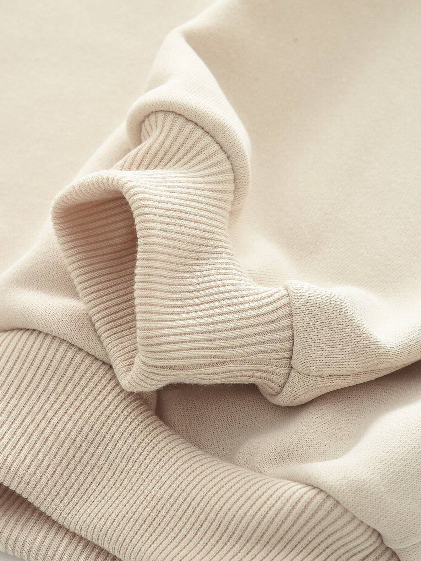 Young Girls' 2Pcs Casual Sportswear Set, Heart Printed Long Sleeve Sweatshirt and Solid Color Pants, Spring and Autumn