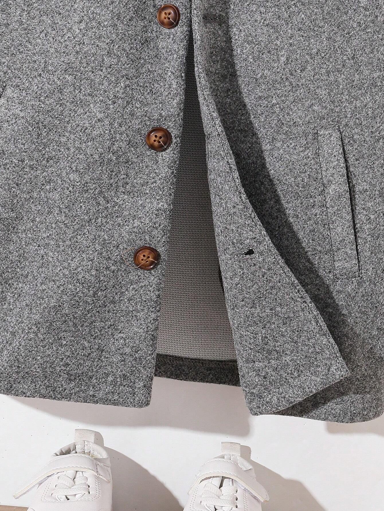 Thick Thermal Lined Overcoat with Pockets for Young Boys, Suitable for Back to School, Birthday, Baby Shower, Holiday Parties in Fall/Winter