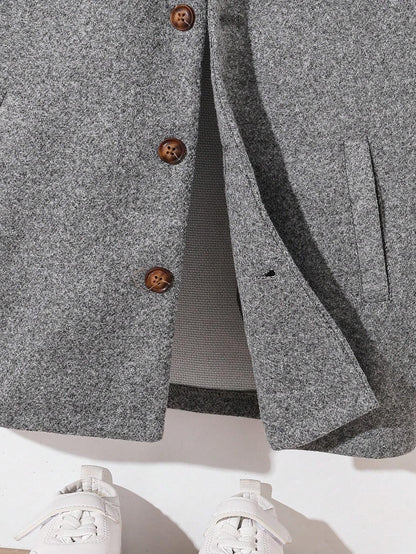 Thick Thermal Lined Overcoat with Pockets for Young Boys, Suitable for Back to School, Birthday, Baby Shower, Holiday Parties in Fall/Winter