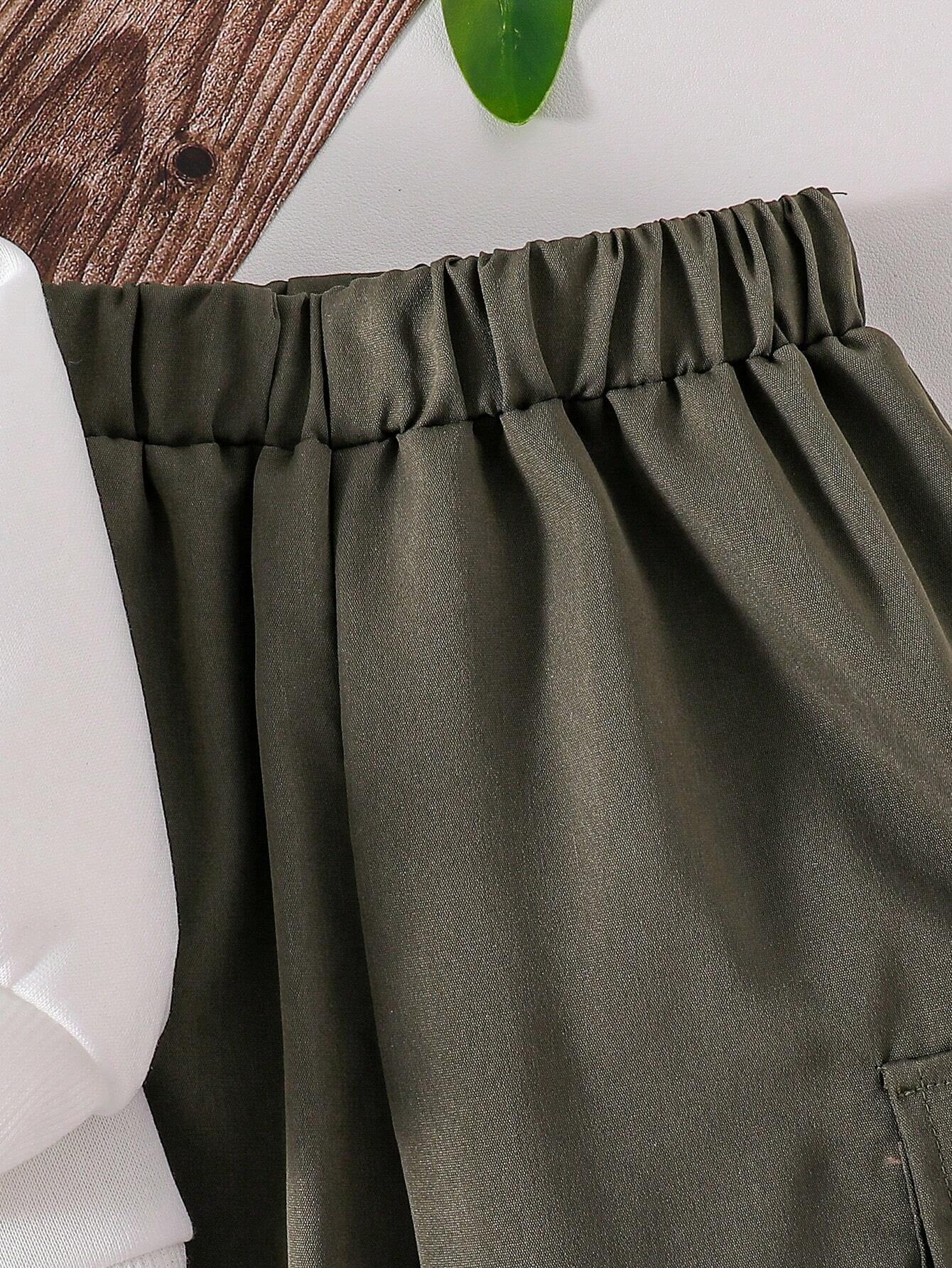 Young Boy Camo Pattern Fleece Sweatshirt and Cargo Pants Set