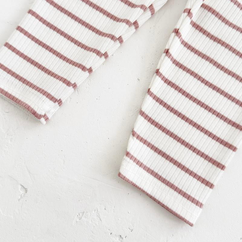 Newborn Baby Girl Spring Autumn Set Ice Cream Patch Top Striped Long Pants Top Pants 2Pc Casual Comfortable Pink Set