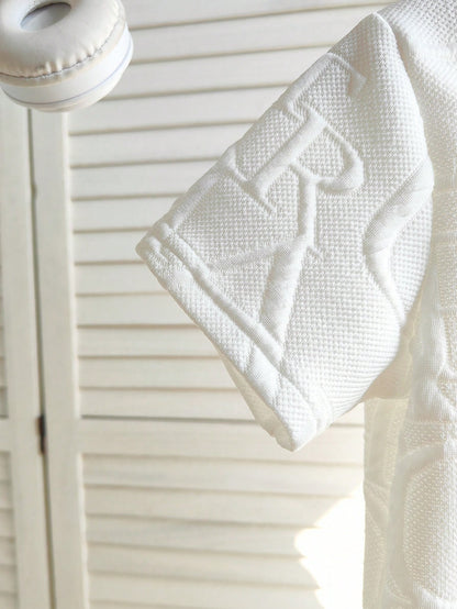 Chatreadl 2Pcs Kids White Warm Thick T-Shirt and Pants Set, Autumn/Winter Knitted Jacquard