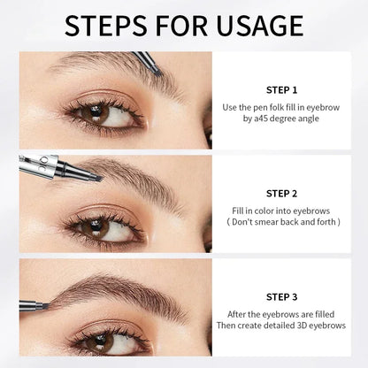 4 Point Eyebrow Pencil Waterproof Liquid Eyebrow Pen Makeup Long Lasting 4 Fork Tip Brow Pen Cosmetic Microblade Brow Pencil NEW