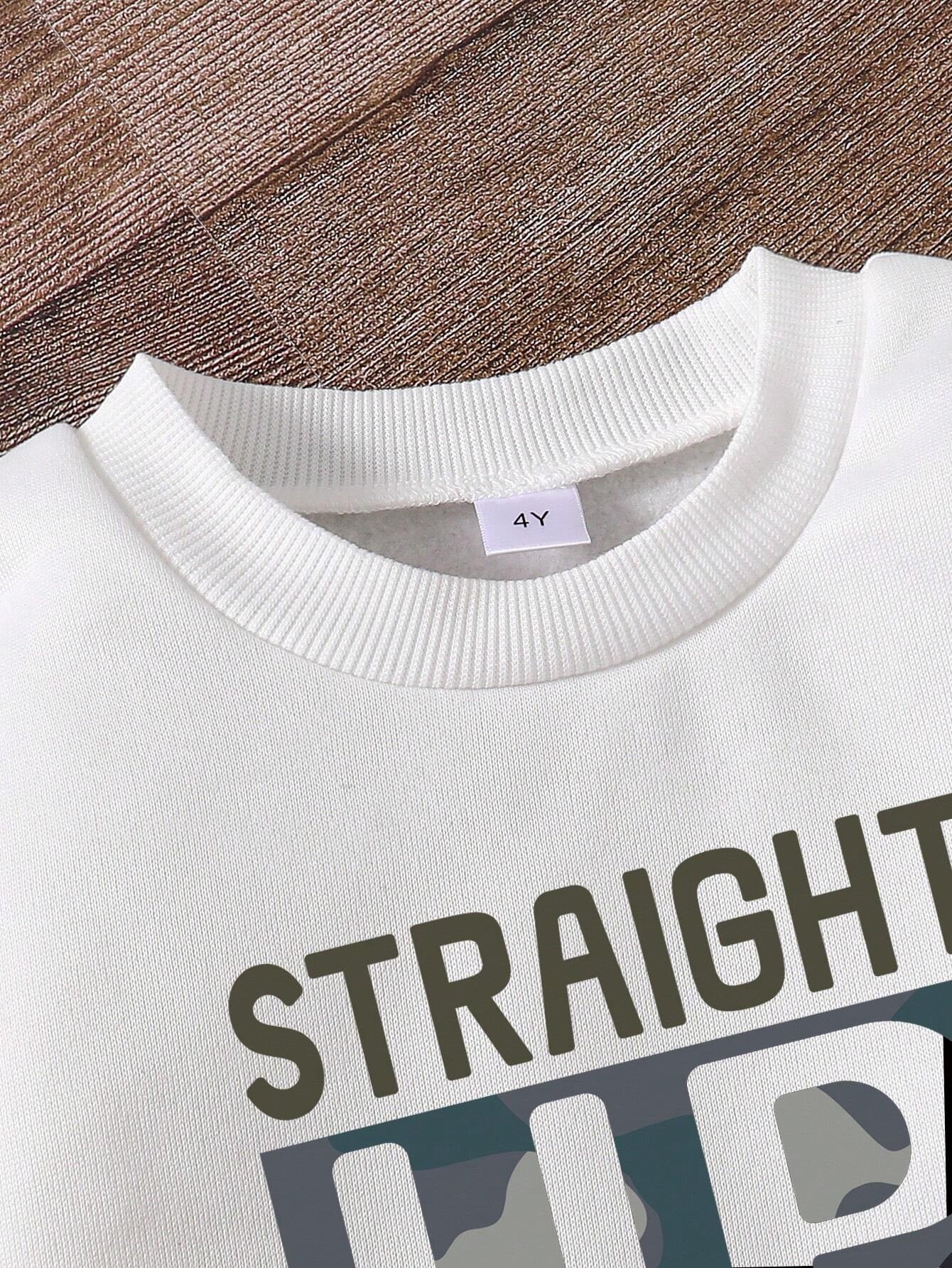 Young Boy Camo Pattern Fleece Sweatshirt and Cargo Pants Set