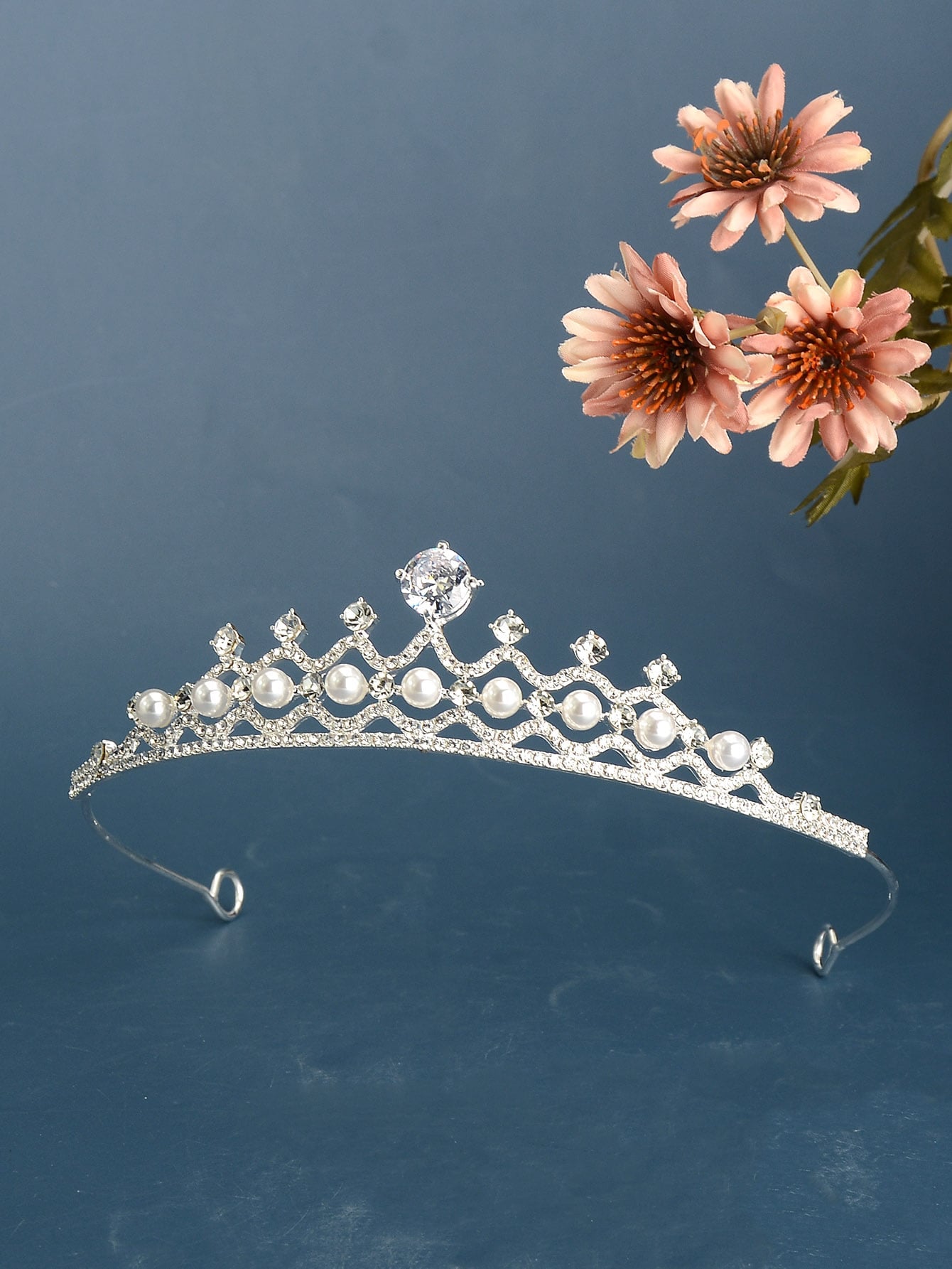Faux Pearl & Cubic Zirconia Crown Design Wedding Headband