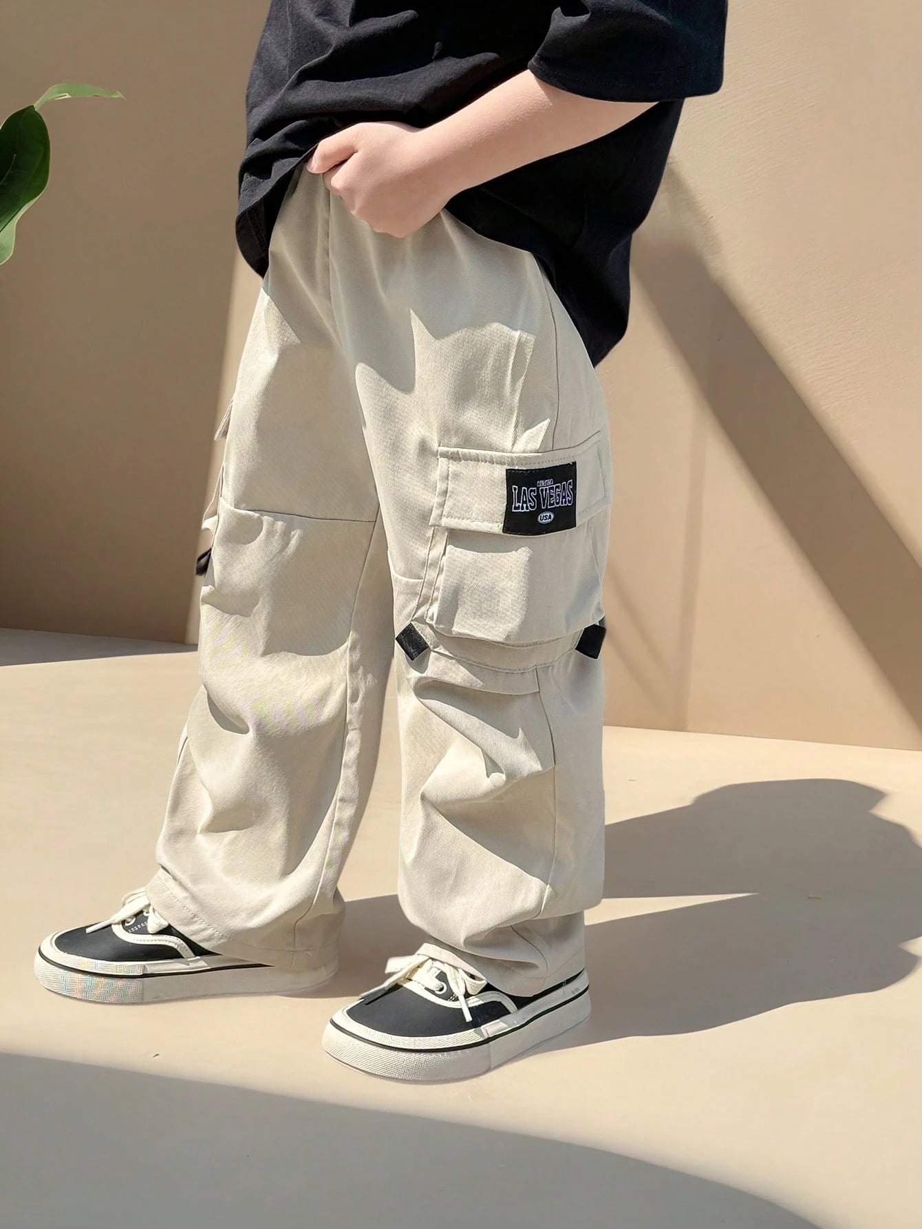 YOUNG Boys Loose Fashion Hip Hop Style Pockets Cargo Pants, Casual Streetwear Retro College Going Back to School Style