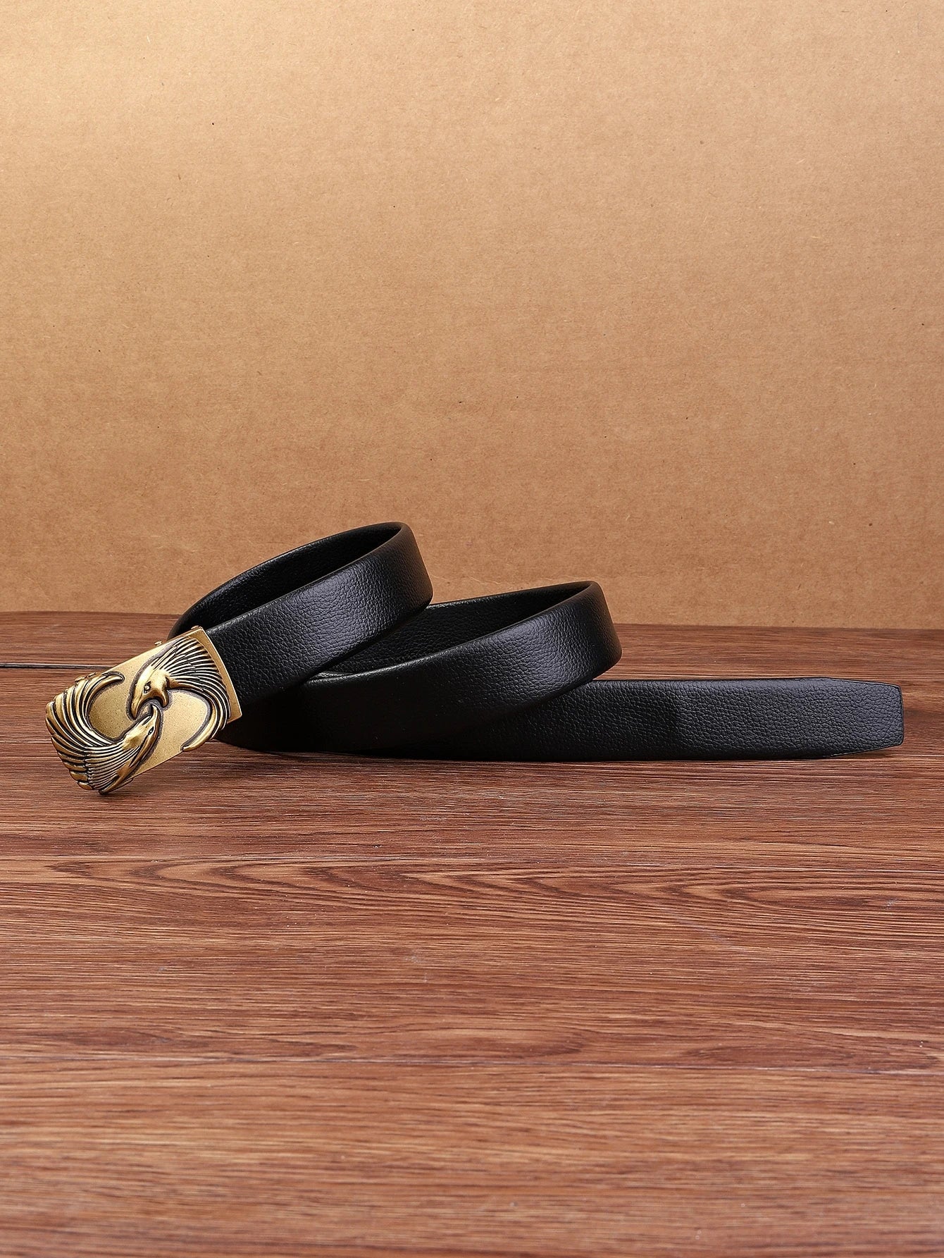 1Pc 95G Heavy Duty Gold-Color Belt with Double Eagles Buckle for Men'S Business Attire