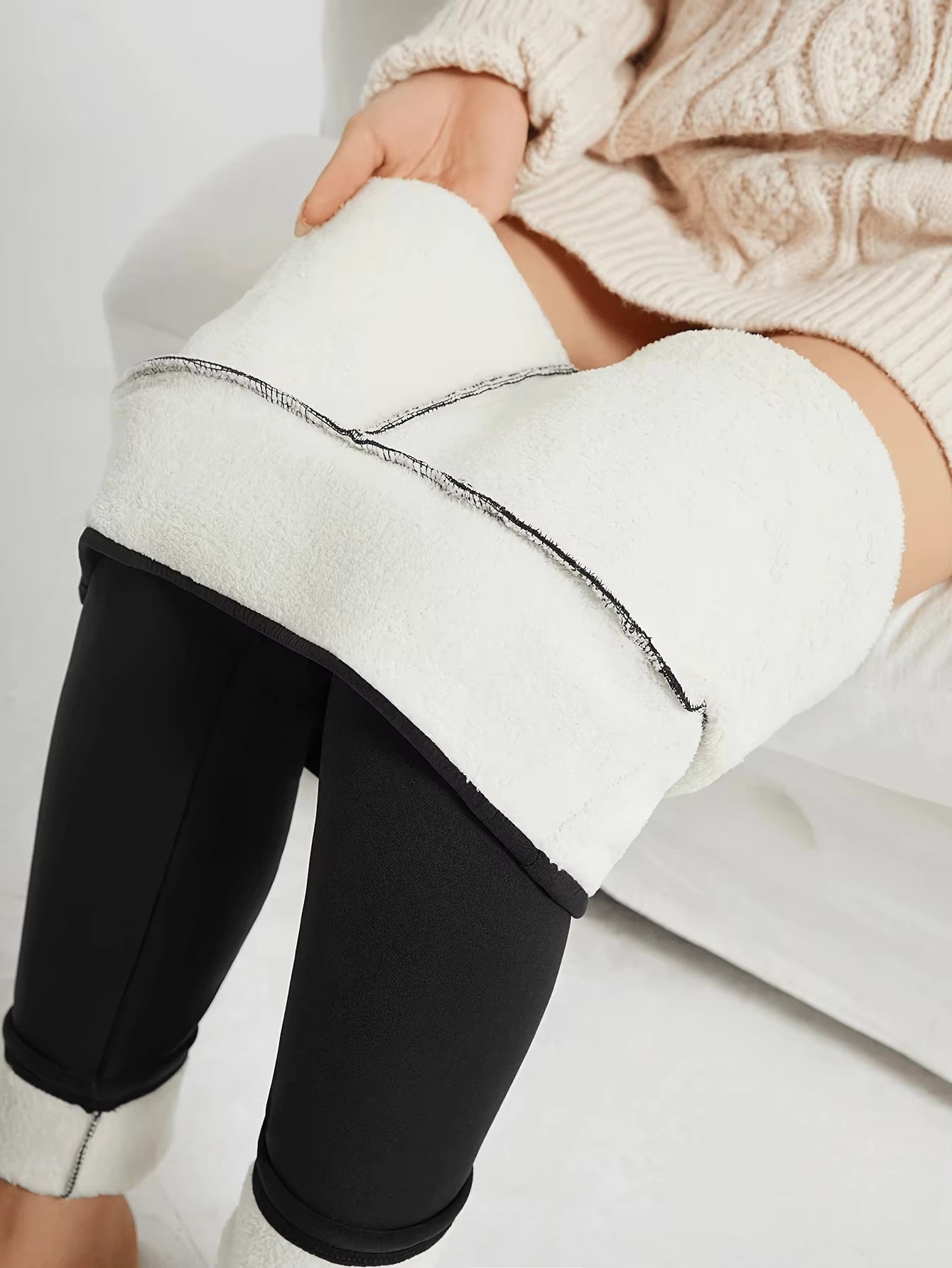 Women'S Casual Thickened Fleece-Lined Warm Leggings with Lamb Wool Lining for Running Colanti