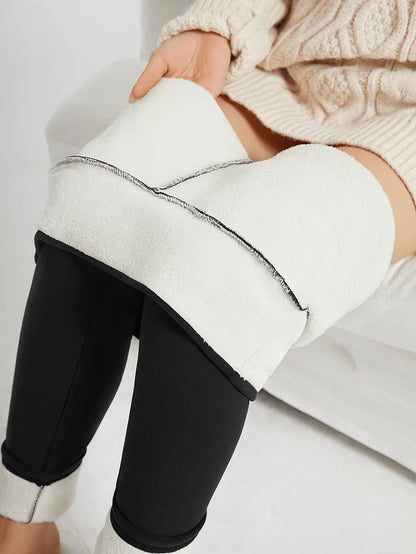 Women'S Casual Thickened Fleece-Lined Warm Leggings with Lamb Wool Lining for Running Colanti