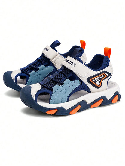 Kids Sandals, New Boys Girls Summer Sandals, School & Campus Style, Slip-Resistant Sole, Breathable, Lightweight, Hook and Loop Design, Suitable for Outdoor, Playground, Pool, Toe-Protective