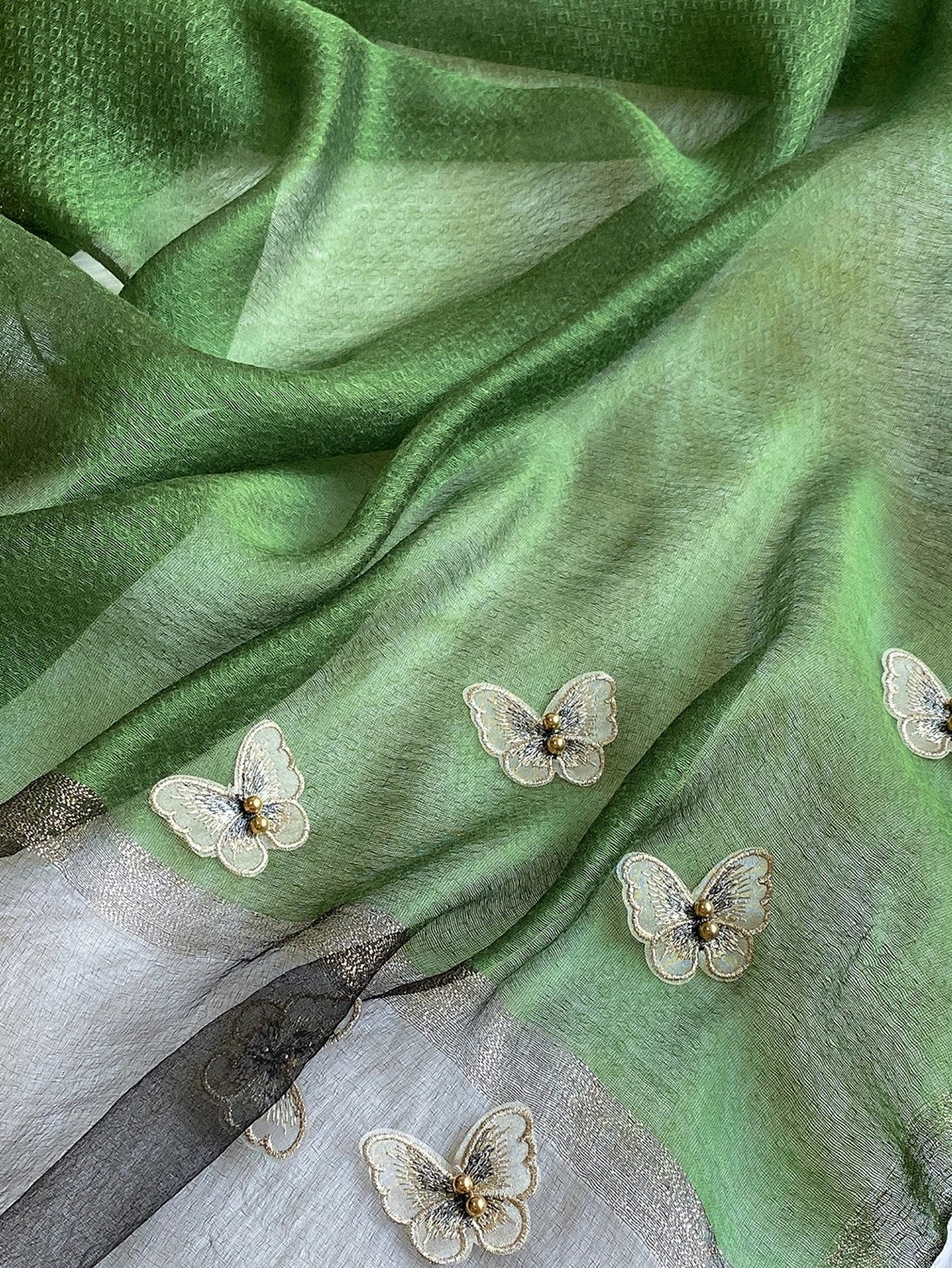 1Pc Women Butterfly Embroidered Vintage Scarf