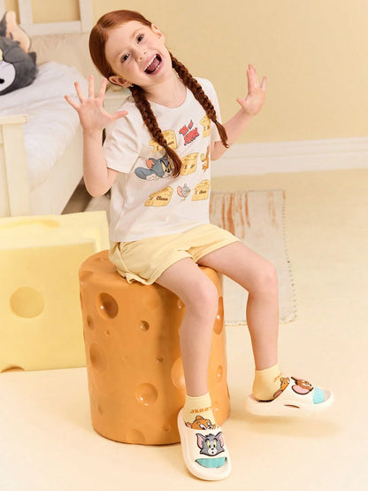 TOM & JERRY X  Cute Cartoon Graphic White Children'S EVA Slippers, Suitable for Toddlers and Kids, for Indoor, Shower or Outdoor Use, Lightweight, Comfortable and Non-Slip, for Boys and Girls