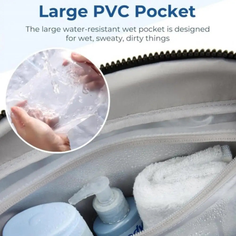 Travel Handbag with Large Waterproof PVC Pocket for Wet and Dry Separation Storage Gym Bag 5 Exterior Pockets Carry-On Bag