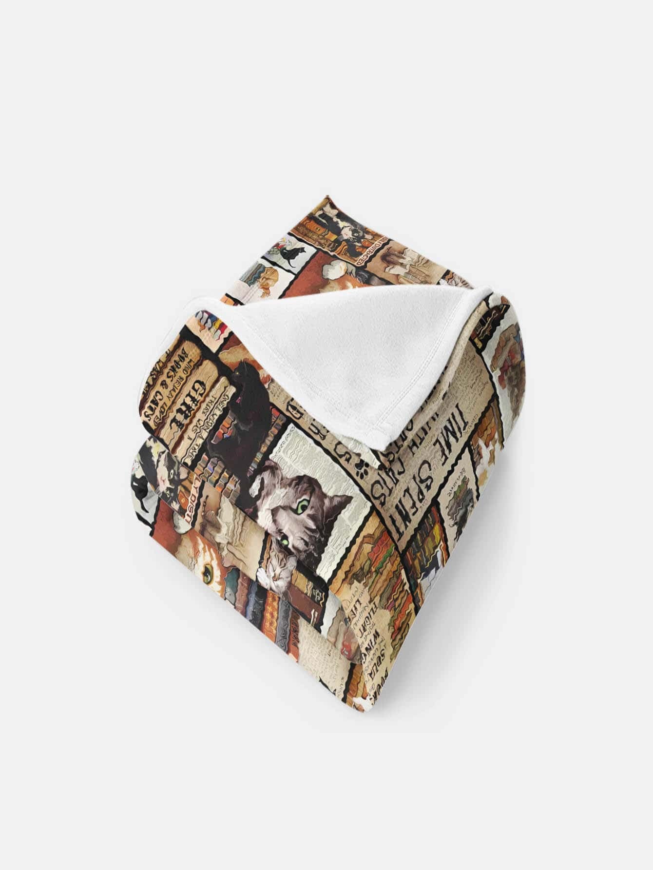 1Pc Cat & Slogan Graphic Blanket