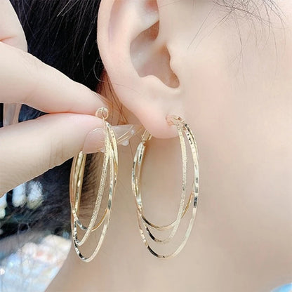Exaggerated Metal Large Ring Earrings Fashion Popular Multi-Layer Metal Women'S Earrings