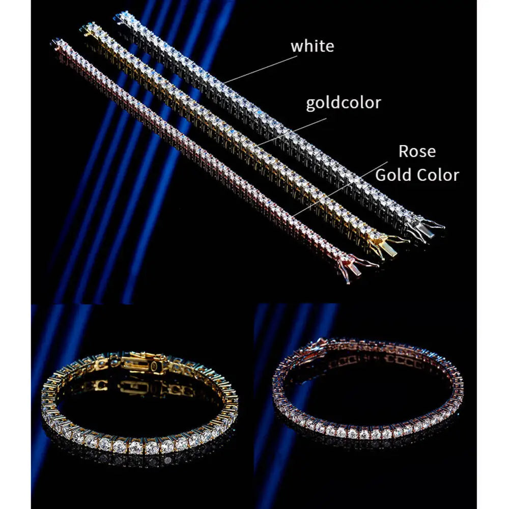 TY 3Mm 4Mm Moissanite Tennis Bracelet 925 Sterling Silver Full Dia Sier Plated Wedding Party Jewelry Bracelets for Women Man