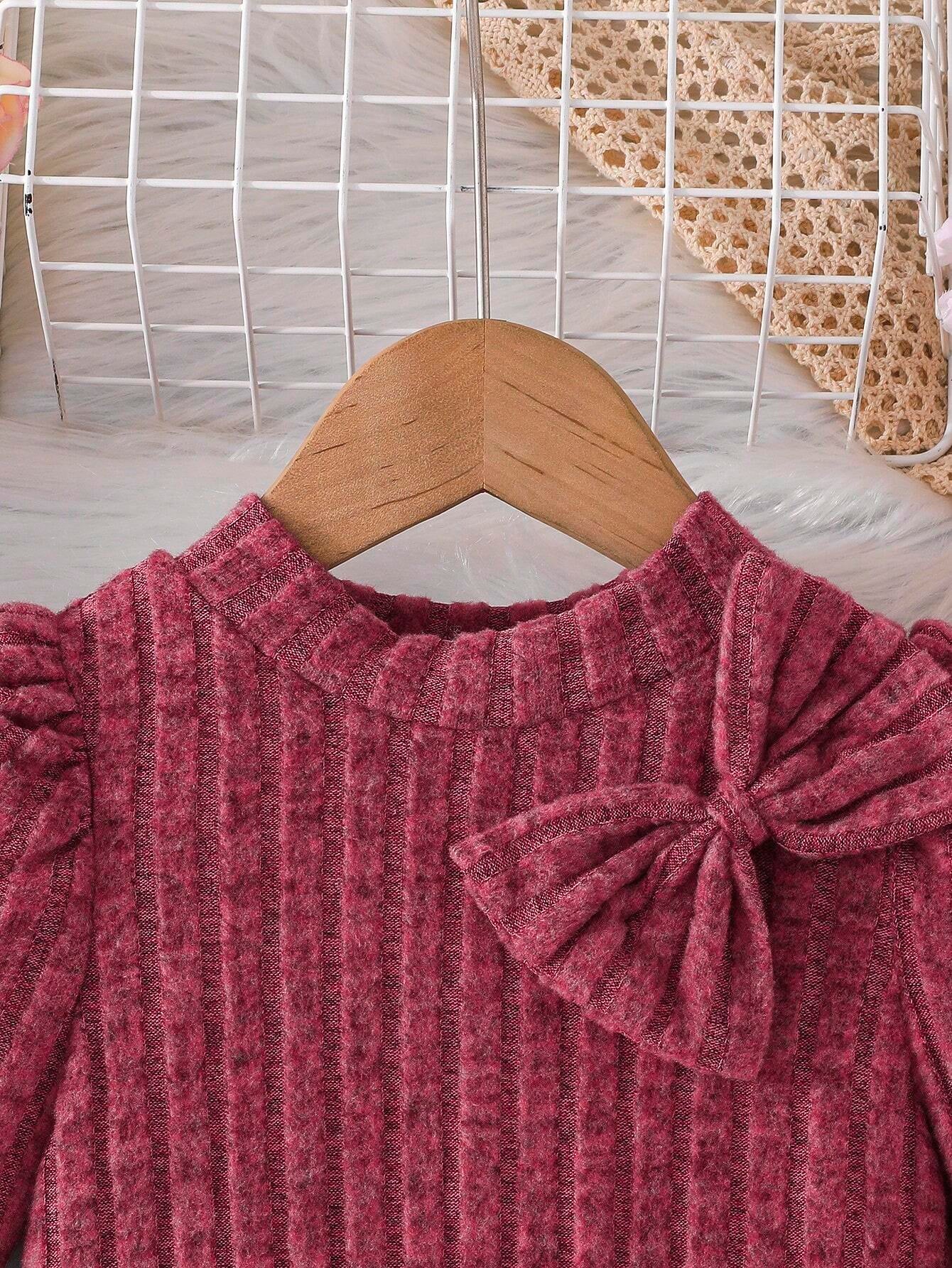 Young Girl Floral Knitted Ruffled Dress with Puff Sleeves, Elegant Flower Print Patchwork Princess Long Dress, Autumn/Winter Collection