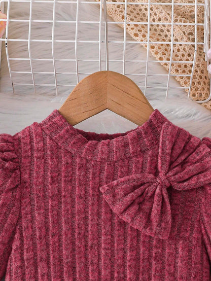 Young Girl Floral Knitted Ruffled Dress with Puff Sleeves, Elegant Flower Print Patchwork Princess Long Dress, Autumn/Winter Collection