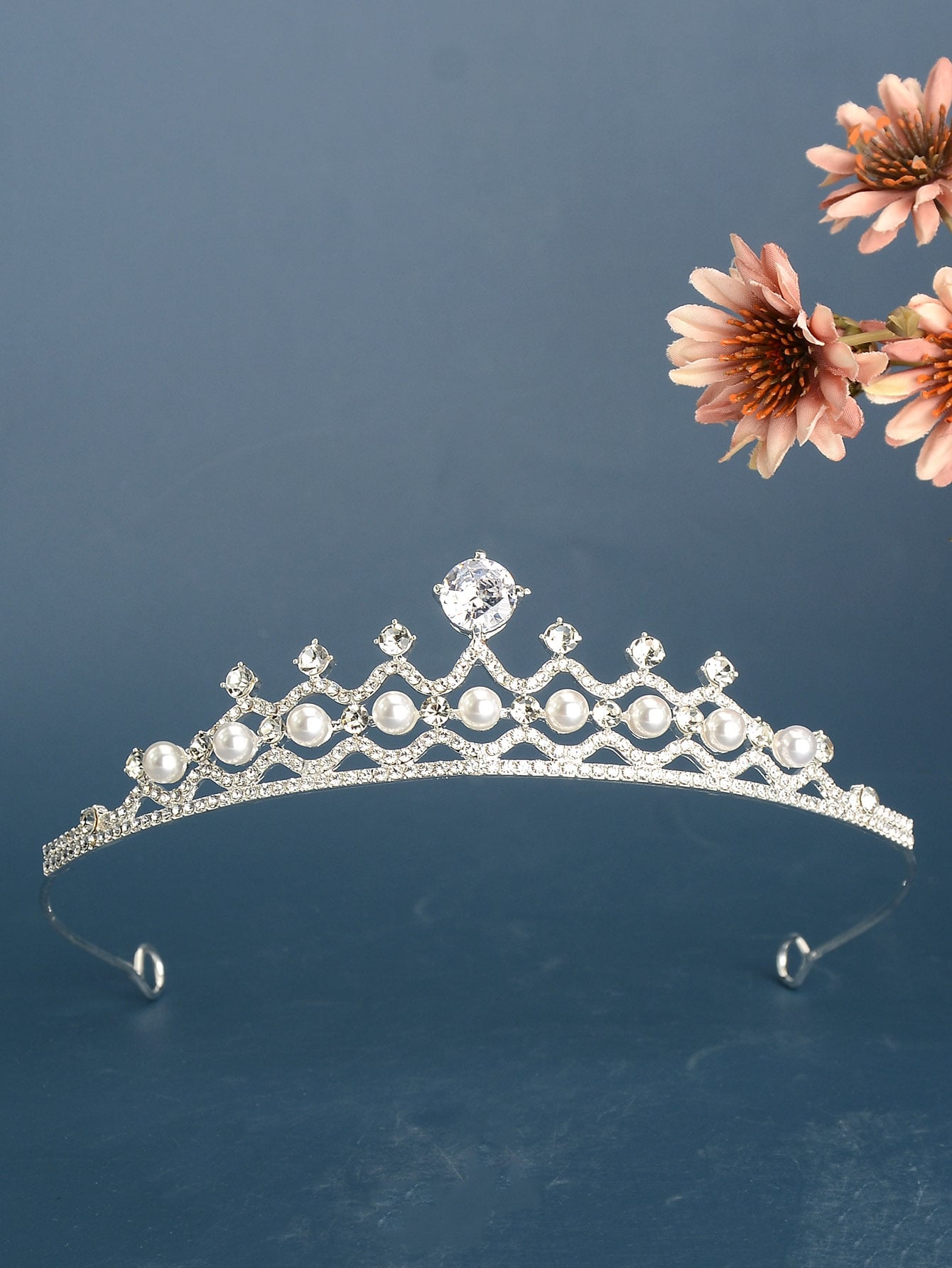 Faux Pearl & Cubic Zirconia Crown Design Wedding Headband