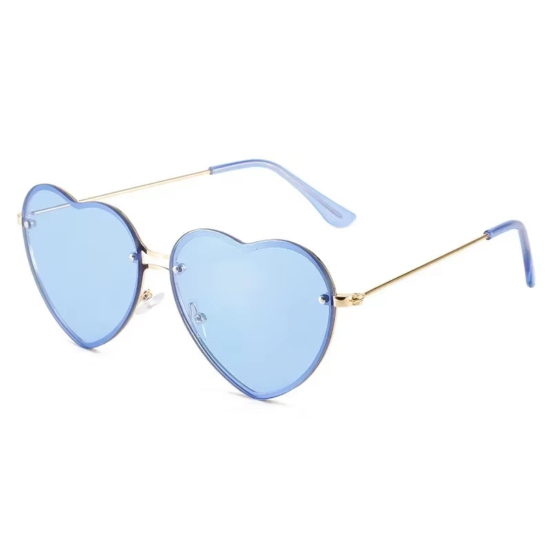 Heart Shaped Sunglasses Metal Women Brand Designer Fashion Rimless LOVE Clear Ocean Lenses Sun Glasses Oculos UV400
