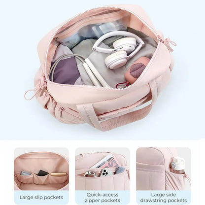 Travel Handbag with Large Waterproof PVC Pocket for Wet and Dry Separation Storage Gym Bag 5 Exterior Pockets Carry-On Bag