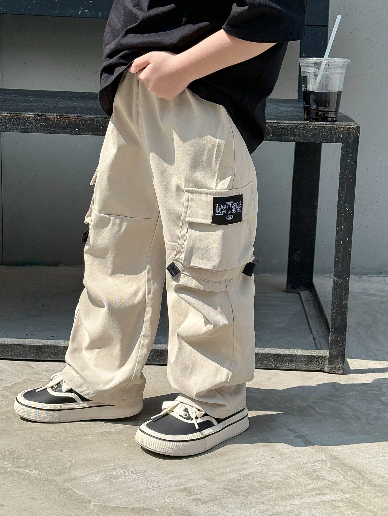 YOUNG Boys Loose Fashion Hip Hop Style Pockets Cargo Pants, Casual Streetwear Retro College Going Back to School Style