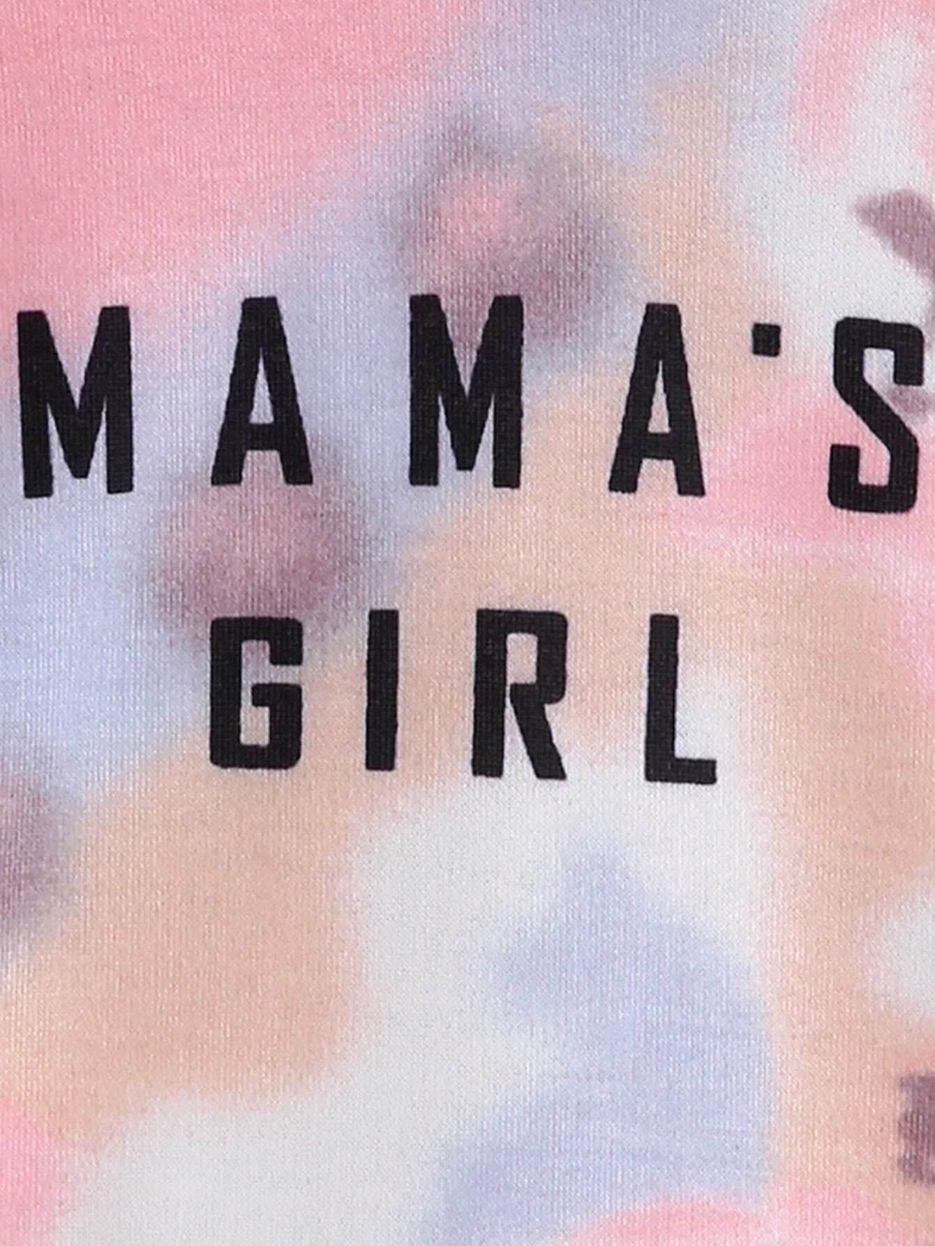 2Pcs Young Girl Casual Contrast Color Letter Print Long Sleeve Top and Contrast Pants Set, Fall/Winter