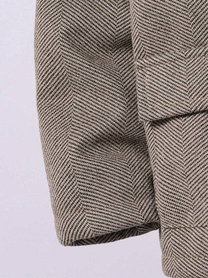 2Pcs Young Boy Collared Blazer Jacket and Casual Pants Set Chic Outfits for Autumn/Winter