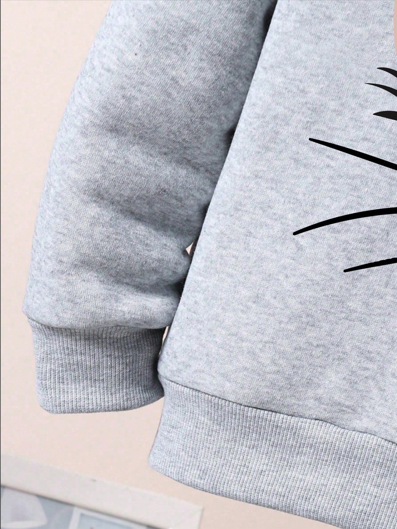 Toddler Cartoon Pattern Fleece Hoodie and Sweatpants Set