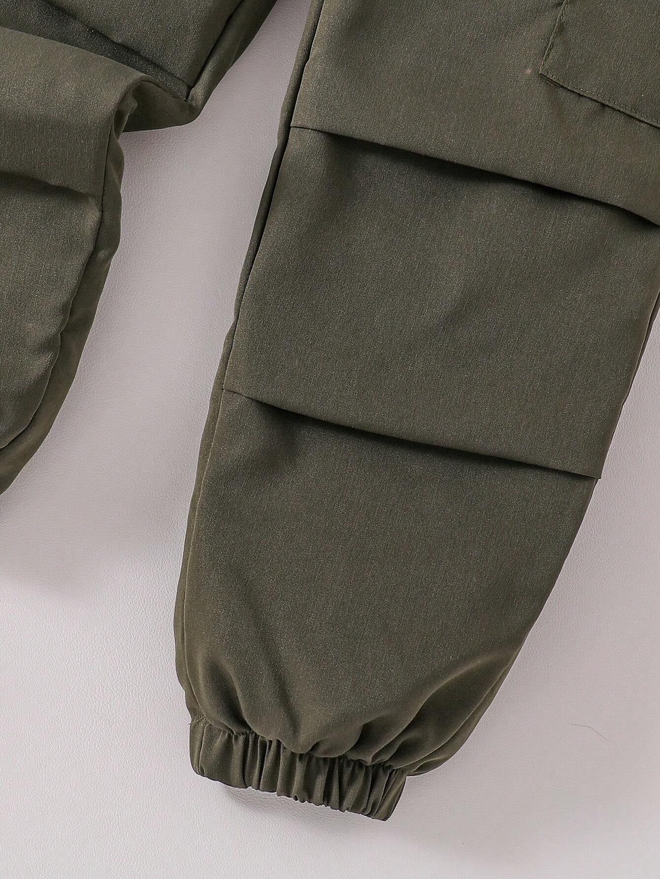 Young Boy Camo Pattern Fleece Sweatshirt and Cargo Pants Set