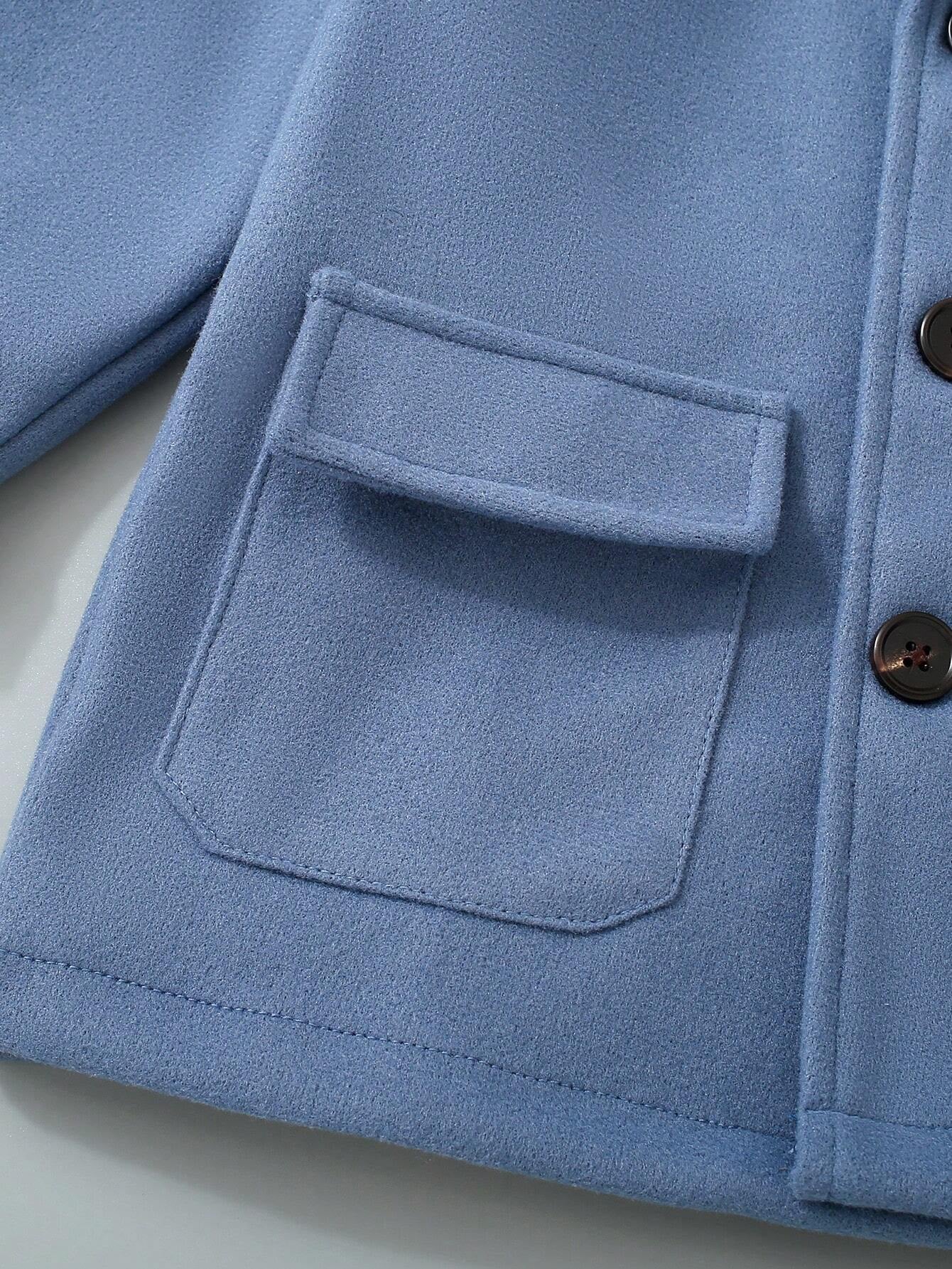 Young Boys' Solid Color Long Sleeve Knitted Jacket, Fall Casual Outerwear for Young Boys