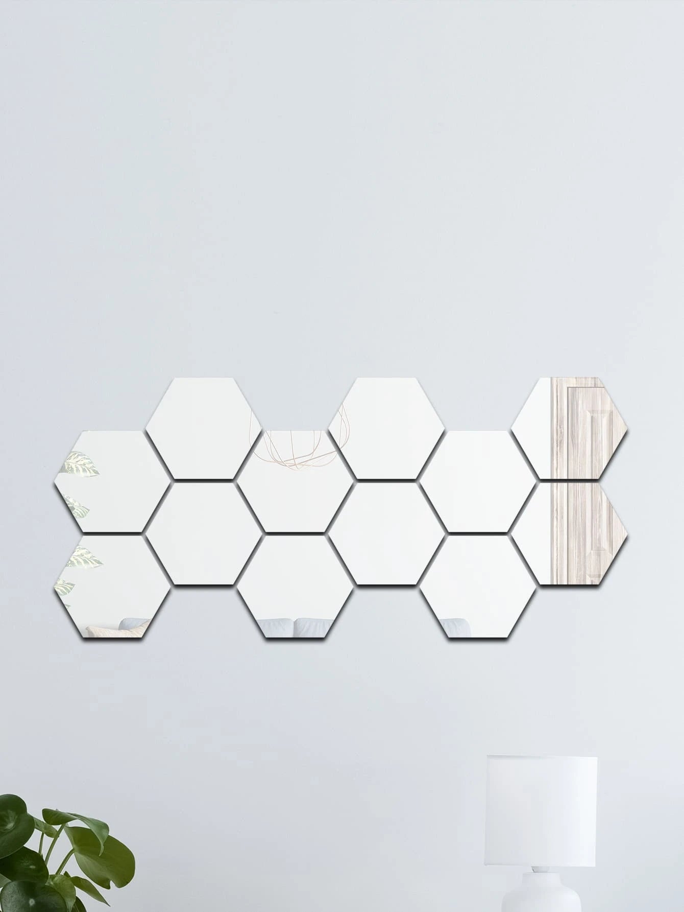 12Pcs Geometric Hexagonal 3D Mirror Acrylic Decorative Wall Stickers for Kids' Room, Living Room Decoration (Self-Adhesive)