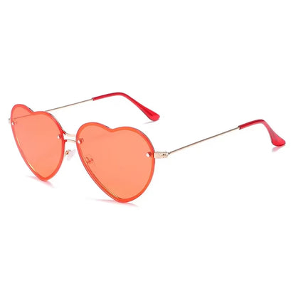 Heart Shaped Sunglasses Metal Women Brand Designer Fashion Rimless LOVE Clear Ocean Lenses Sun Glasses Oculos UV400
