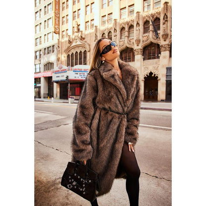 Kendall Two Toned Faux Fur Trench Coat - Brown/Combo