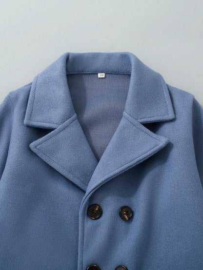 Young Boys' Solid Color Long Sleeve Knitted Jacket, Fall Casual Outerwear for Young Boys